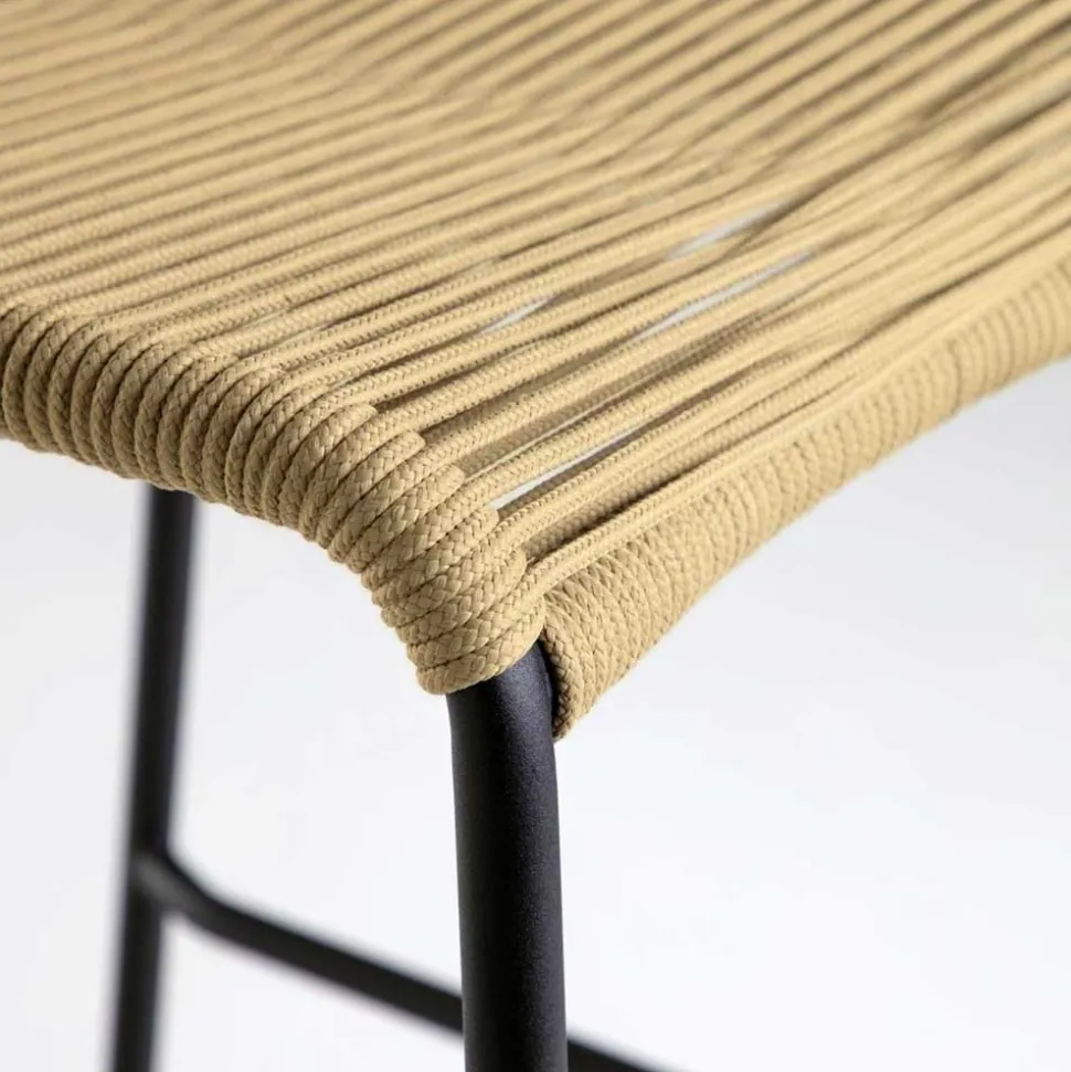 Barstühle aus Kordel in Hellbraun - Jakarto (4er Set)