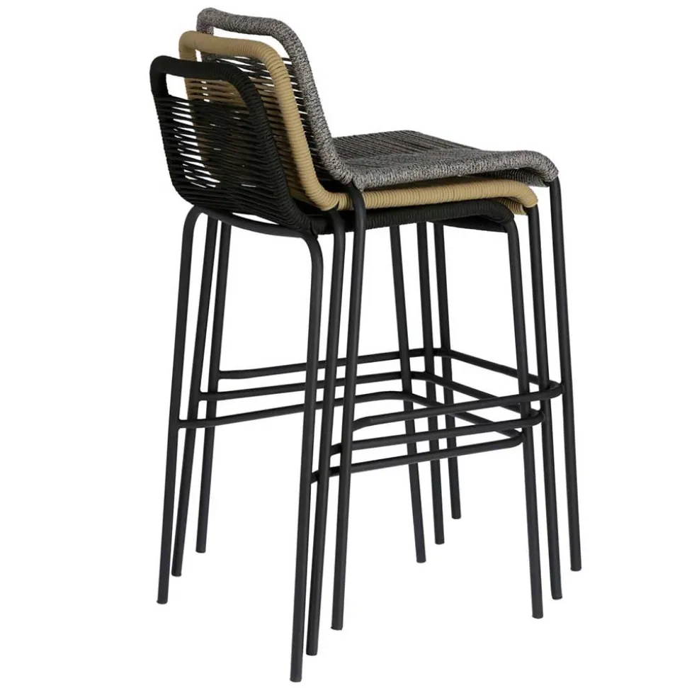 Barstühle aus Kordel in Hellbraun - Jakarto (4er Set)