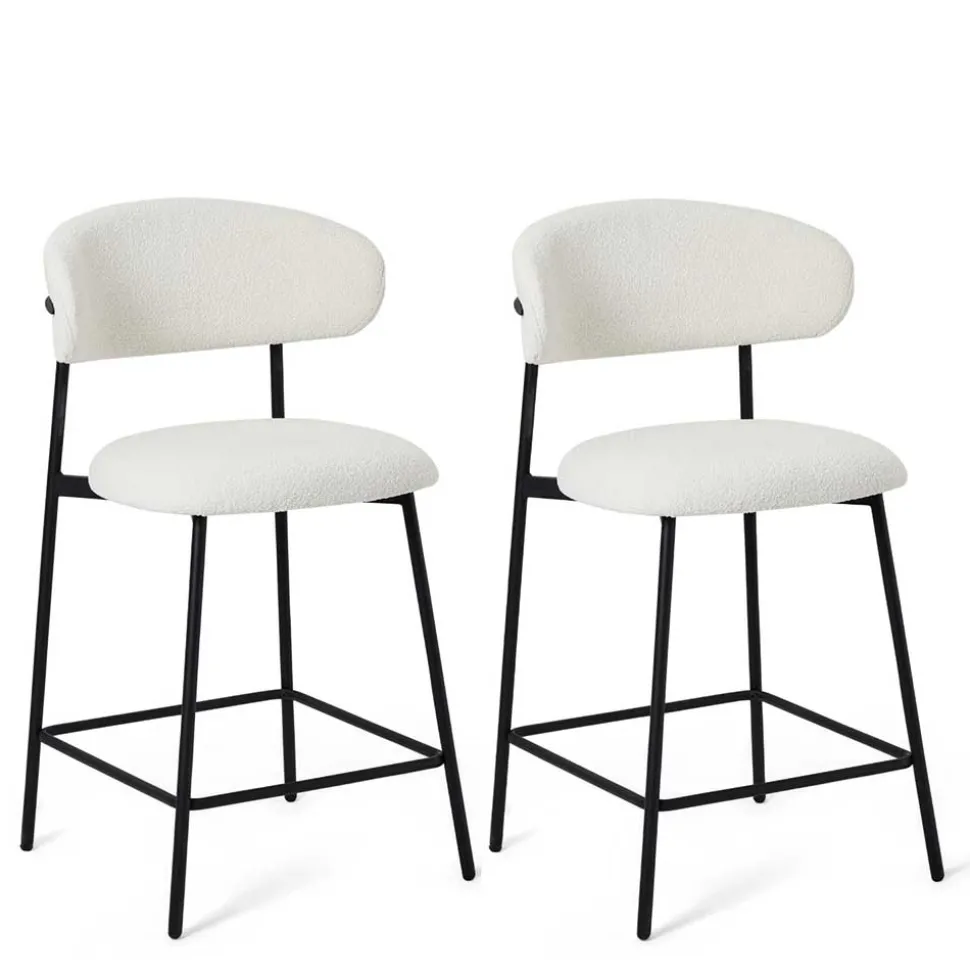 Barstühle in Cremeweiß und Schwarz - Bean (2er Set)
