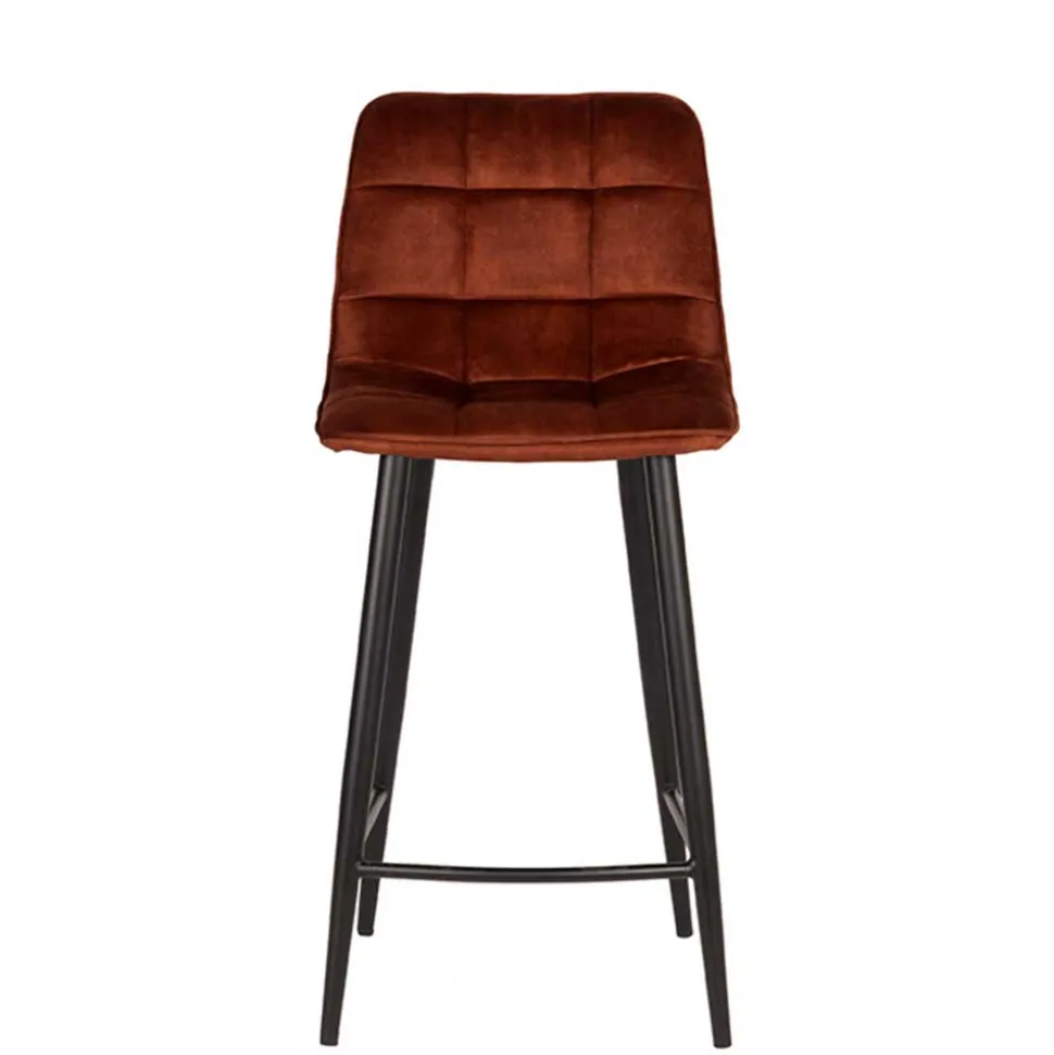 Barstühle in Rost Braun Velours - Susa (2er Set)