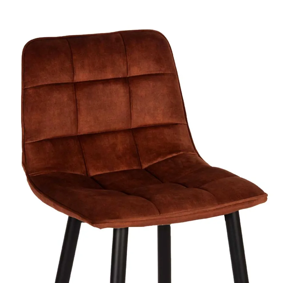Barstühle in Rost Braun Velours - Susa (2er Set)