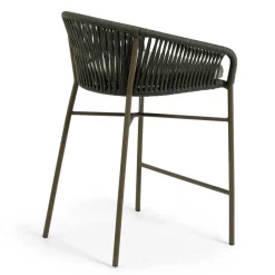 Barstuhl aus Geflecht in Dunkelgrün - Madias (4er Set)