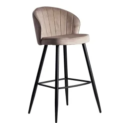 Barstuhl aus Samt in Beige - Narcissan