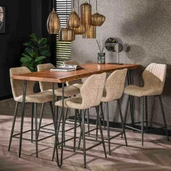 Barstuhl in Beige Boucle - Maja (2er Set)