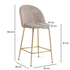 Barstuhl in Beige und Gold - Furcios (2er Set)