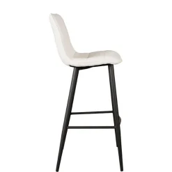 Barstuhl in Cremeweiß Bouclebezug - Gray (2er Set)