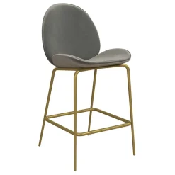 Barstuhl in Hellgrau und Messing - Loreo