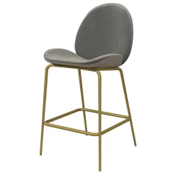 Barstuhl in Hellgrau und Messing - Loreo