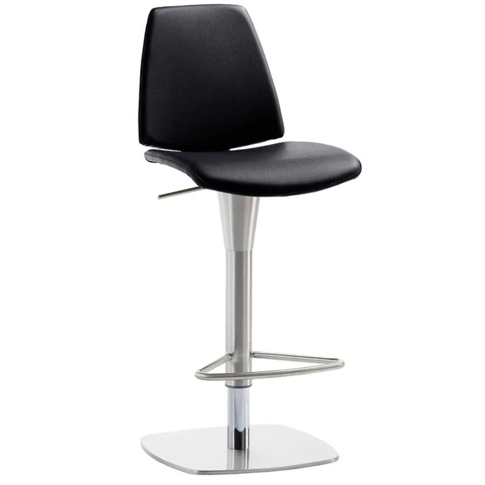 Barstuhl in Schwarz - echtes Leder - Jodolio