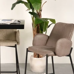 Barstuhl in Taupe Microfaser - Ziris (2er Set)