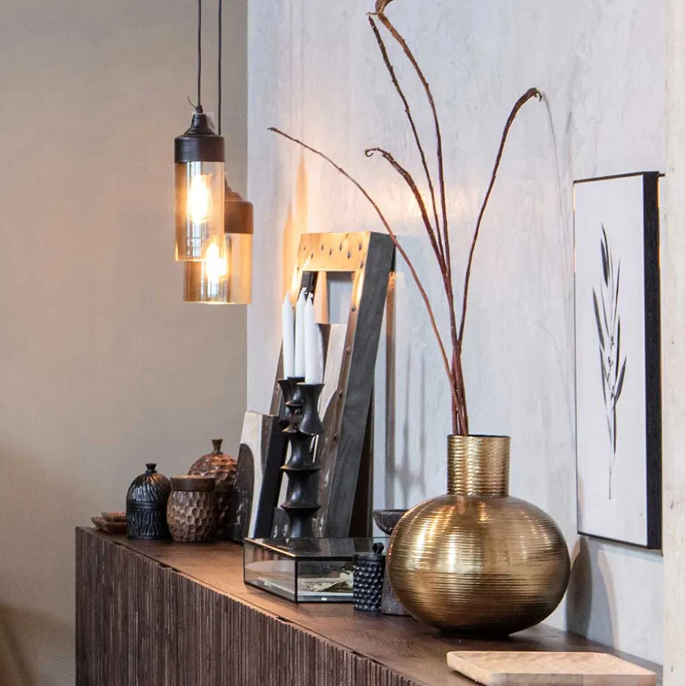 Bauchige Vasen in Altmessingfarben - Miriam (2er Set)