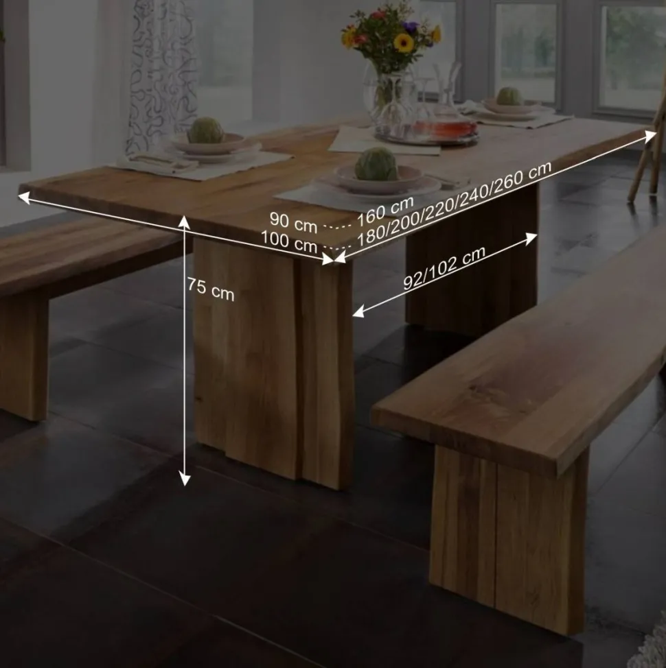 Baumesstisch aus Wildeiche Massivholz - Cantinos