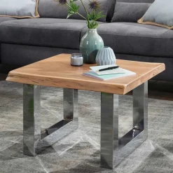 Baumkante Couchtisch mit Chrom - Medesso
