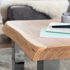 Baumkante Couchtisch mit Chrom - Medesso