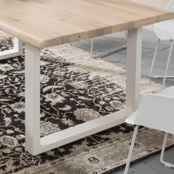 Baumkante Esstisch & Bank in White Wash - Tilveta (zweiteilig)