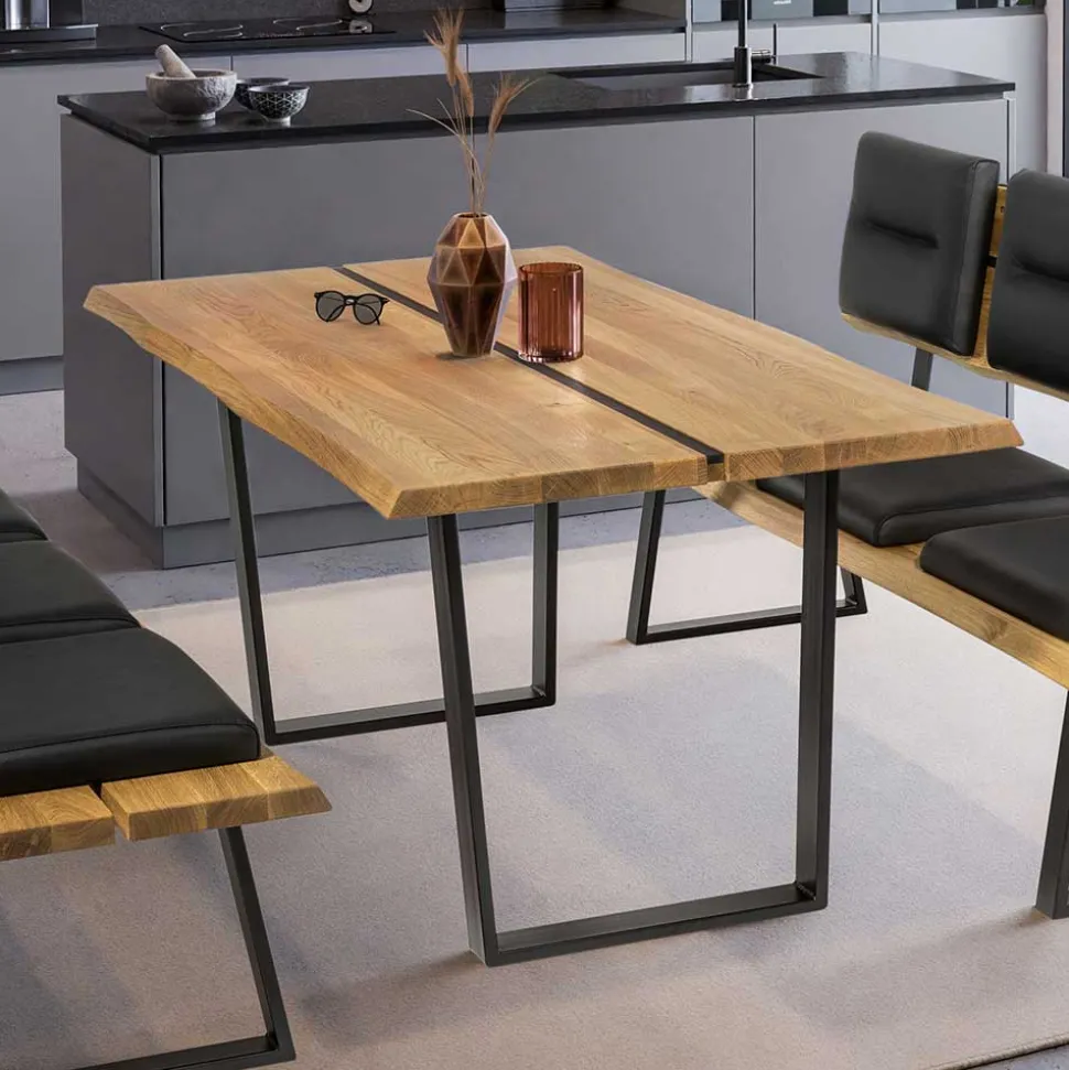 Baumkante Esszimmertisch aus Wildeiche massiv - Jessmine