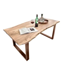 Baumkante Esszimmertisch mit U-Gestell Braun - Jeguta