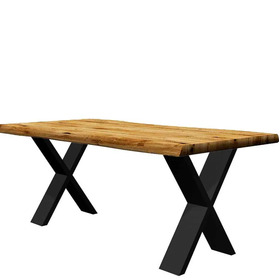 Baumkante Tisch mit X-Füßen in 12 Größen - Isacco
