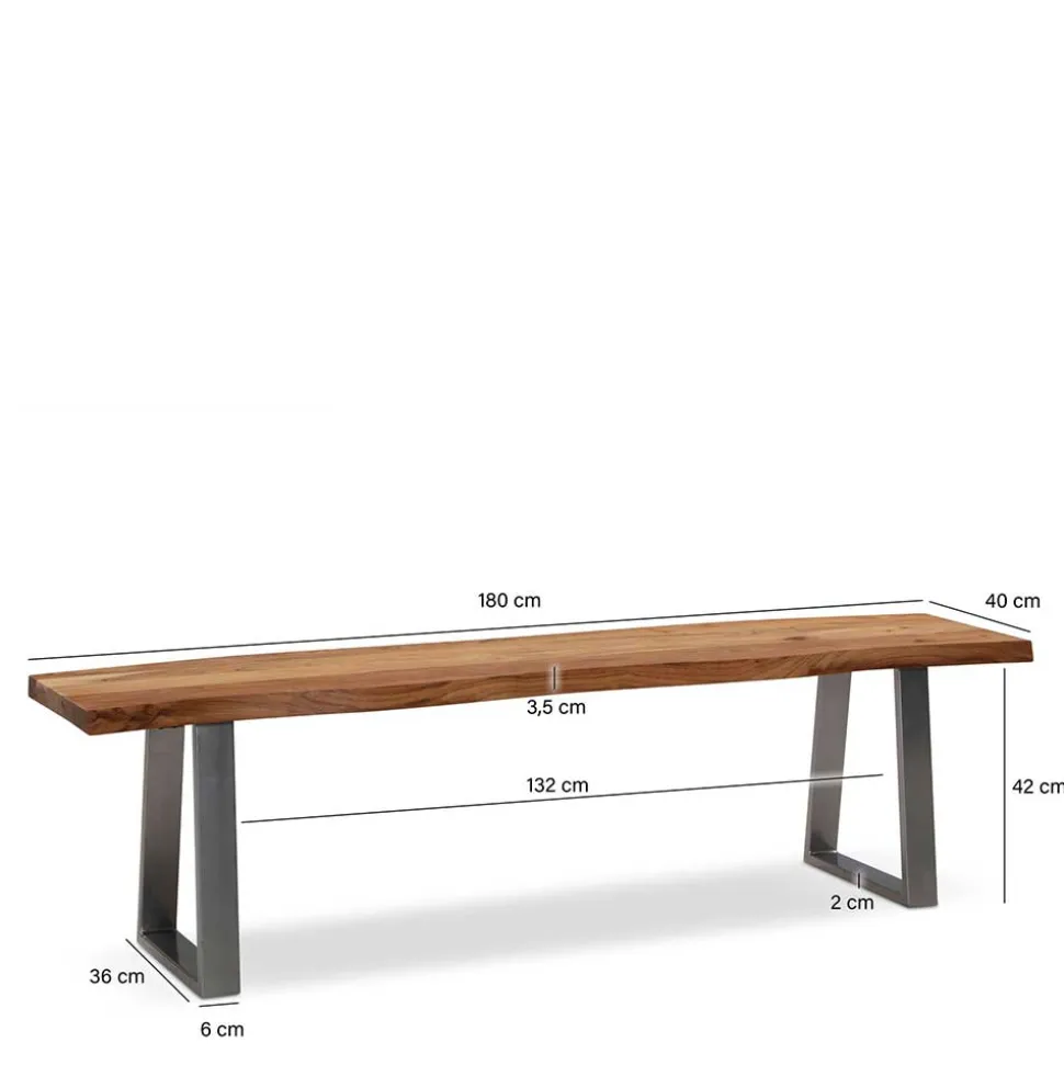 Baumkanten Essbank aus Akazie Massivholz - Yukon