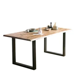 Baumkantentisch und Samtstühle Set - Omanu (fünfteilig)