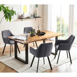 Baumkantentisch und vier Stühle Set - Lago (fünfteilig)