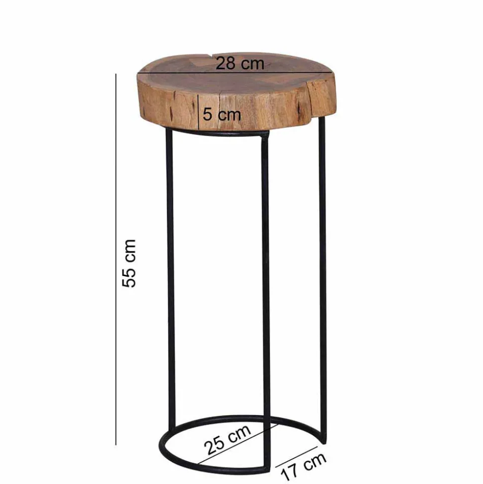 Baumscheibe Beistelltisch Buniato mit Metall-Gestell schwarz
