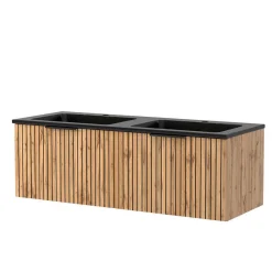 2-Becken Waschtisch im Set modern - Crystoga (vierteilig)