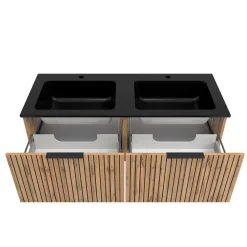 2-Becken Waschtisch im Set modern - Crystoga (vierteilig)