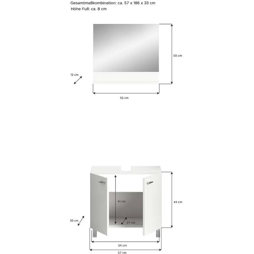Beckenunterschrank und Spiegel Set - Harmone (zweiteilig)