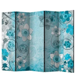 Bedruckte Trennwand mit Narzissen Motiv in Blau - Funtana