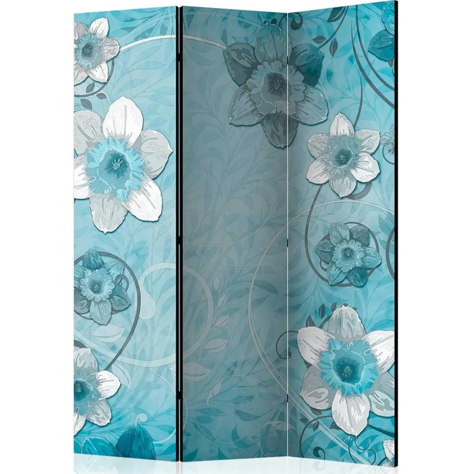 Bedruckte Trennwand mit Narzissen Motiv in Blau - Funtana