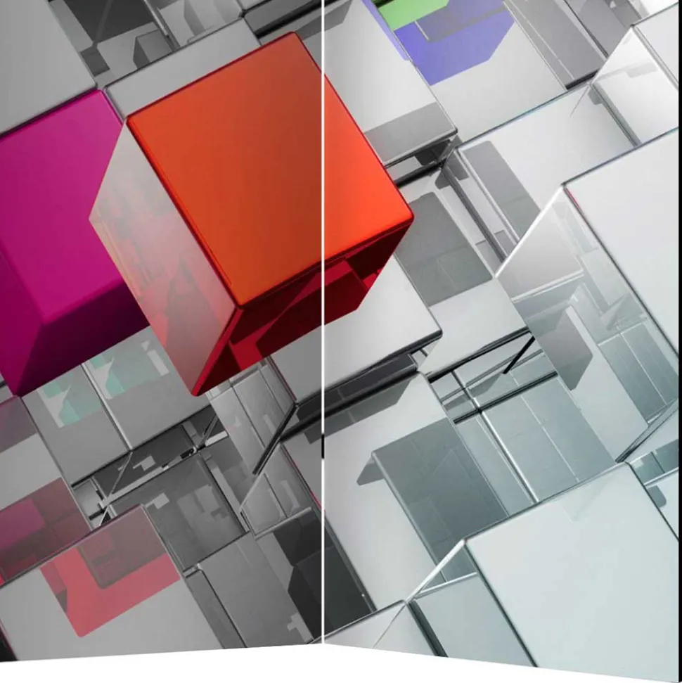 Bedruckter Paravent - Metallic Würfel Bunt Silber - Uvienta