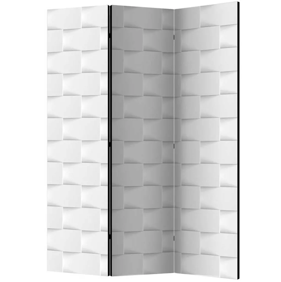 Bedruckter Paravent in Kachel Optik Weiß Hellgrau - Pelevas