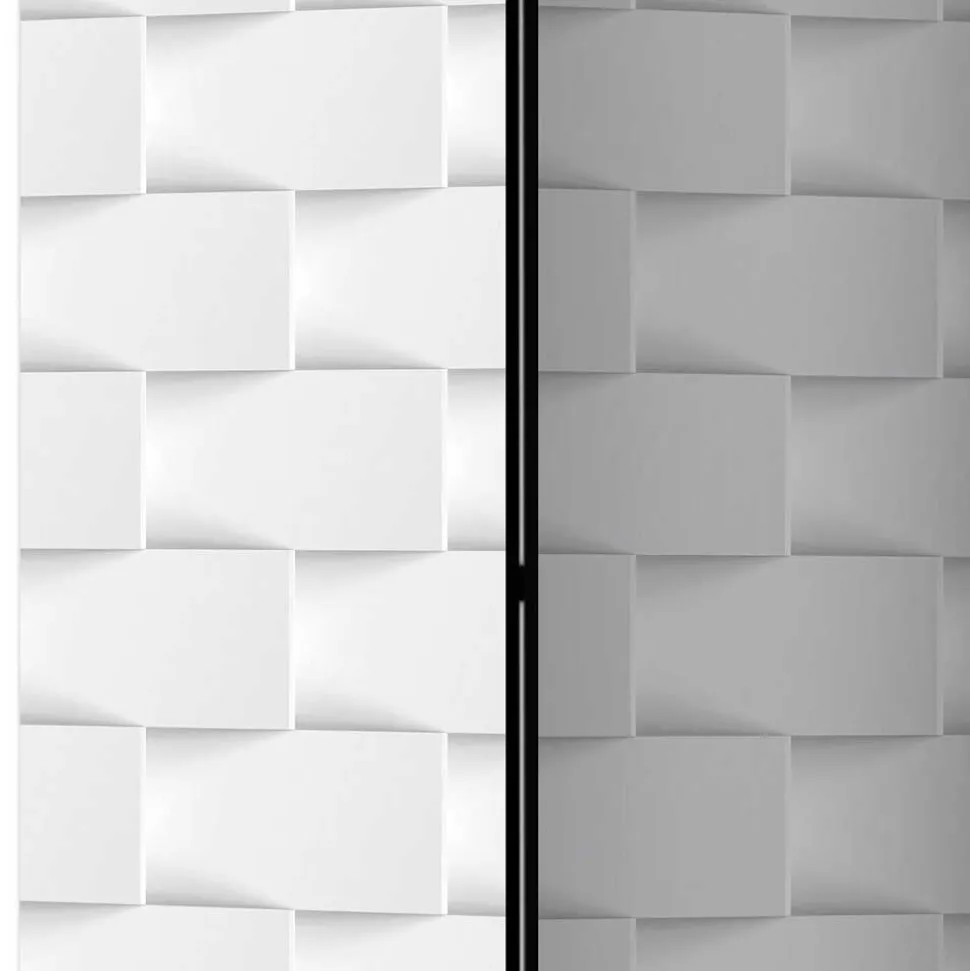 Bedruckter Paravent in Kachel Optik Weiß Hellgrau - Pelevas