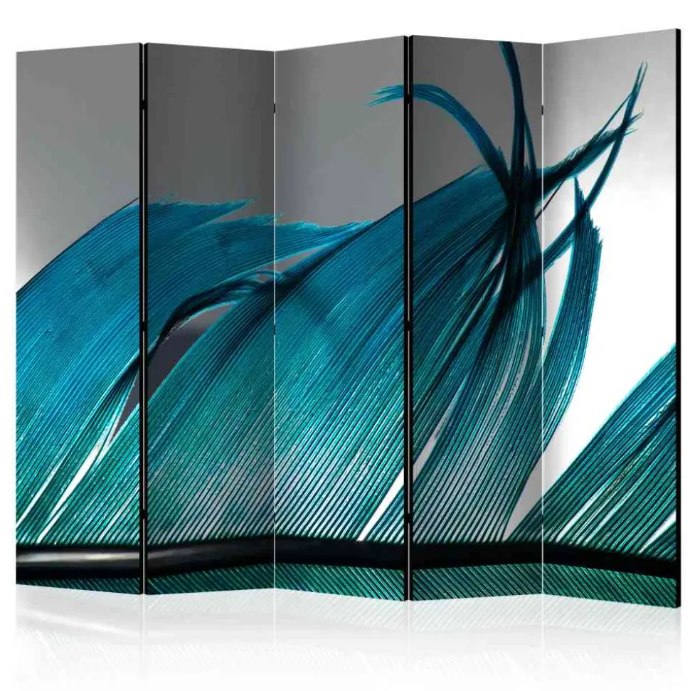 Bedruckter Paravent in Türkis & Grau - Roccoss