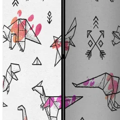 Bedruckter Paravent mit Origami Dinos - LittleBill