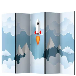 Bedruckter Paravent mit Rakete & Berglandschaft - Kayonar