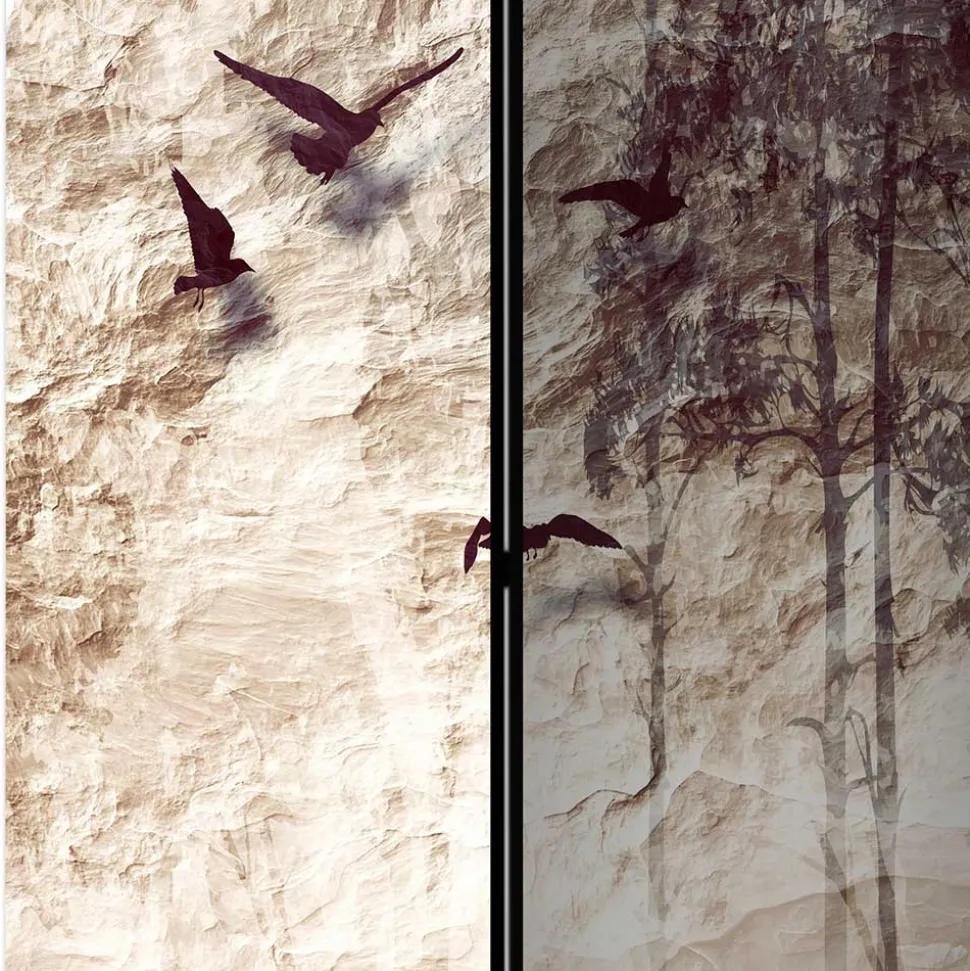 Bedruckter Paravent mit Vögel Bäume Motiv - Estoron