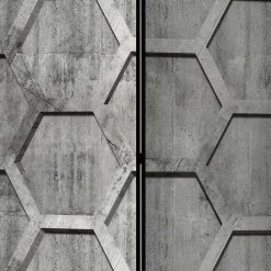 Bedruckter Paravent mit Wabenmuster in Grau - Heavens