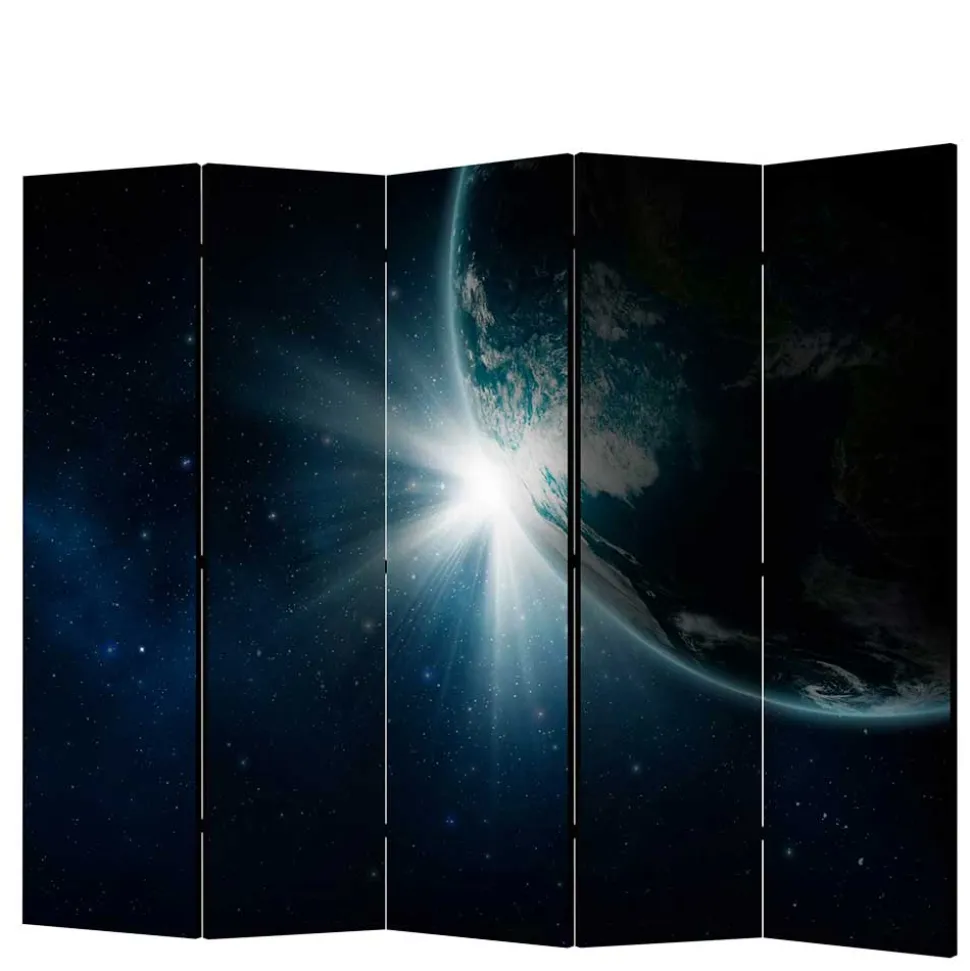 Bedruckter Paravent mit Weltraum Erde Motiv - Novaki