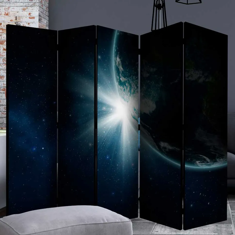 Bedruckter Paravent mit Weltraum Erde Motiv - Novaki