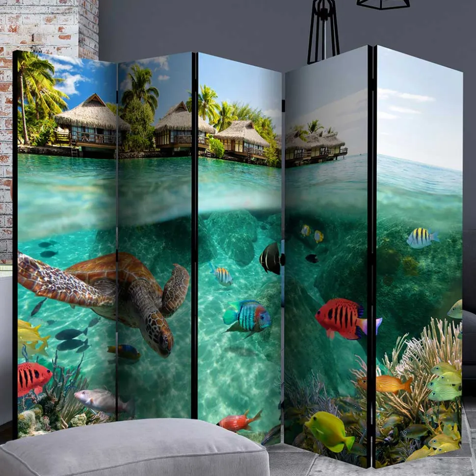 Bedruckter Paravent Urlaubsträume Meer & Bewohner - Luzillo