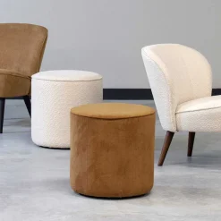 Beistellhocker aus Cord in Honigfarben - Sumatra