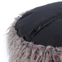 Beistellhocker aus Kunstfell Dunkelgrau - Landeck