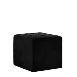 Beistellhocker aus mattem Samt in Schwarz - Ostavion