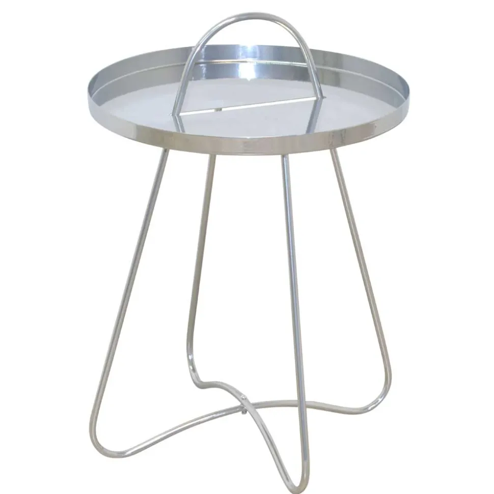 Beistelltisch aus Metall in Silberfarben - Queenlo