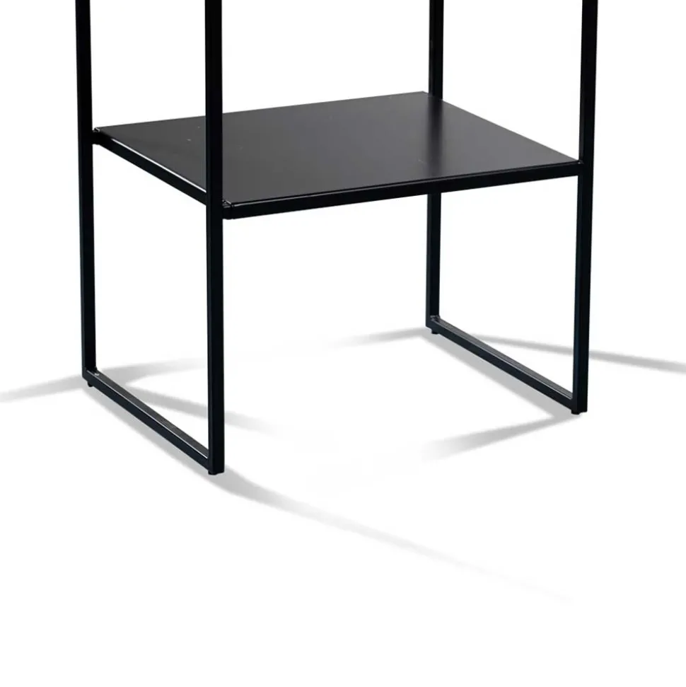 Beistelltisch mit Ablage in Schwarz Marmor Optik - Eila