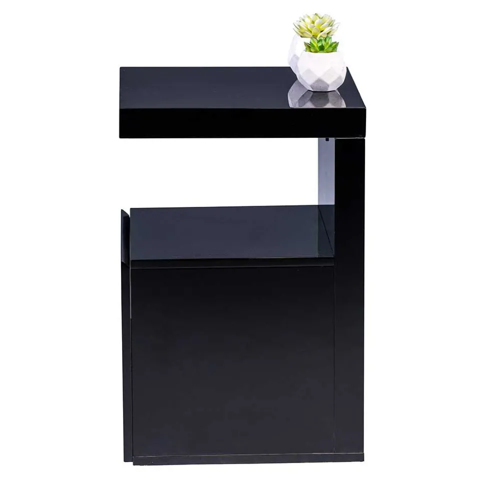 Beistelltisch mit Auszug in Schwarz - Andasenia