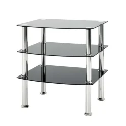 Beistelltisch mit Glas Schwarz Dragomera & Edelstahl