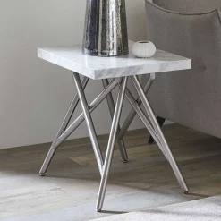 Beistelltisch mit Marmorplatte Weiß Grau - Montao